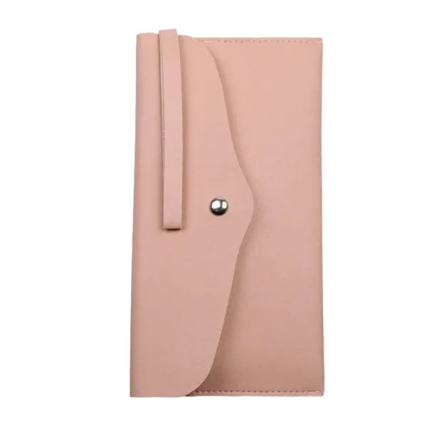 Pu Button Pouch Handbag For 15Pcs Makeup Brushes