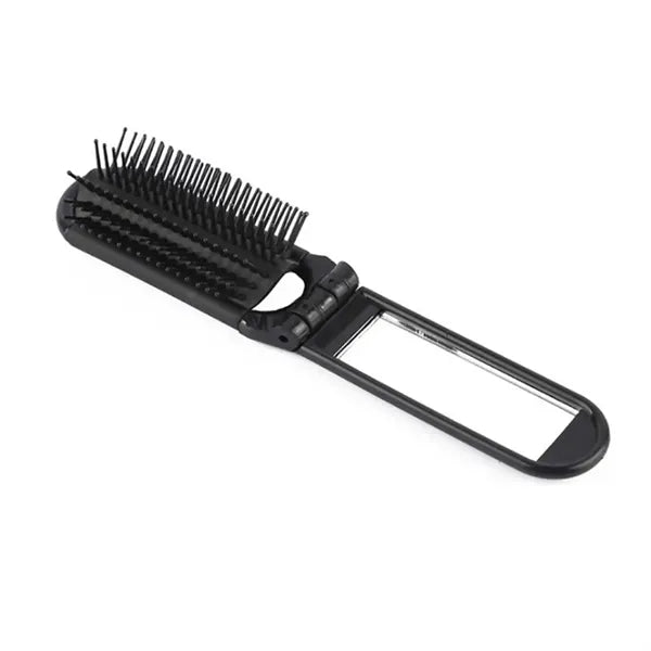 Foldable Hair Brush w/ Compact Mirror
