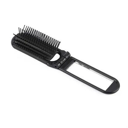Foldable Hair Brush w/ Compact Mirror