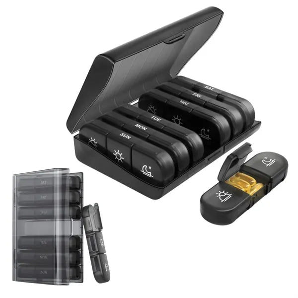 7-Day Pill Box With 21 Compartments