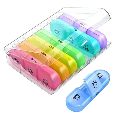 7-Day Pill Box With 21 Compartments