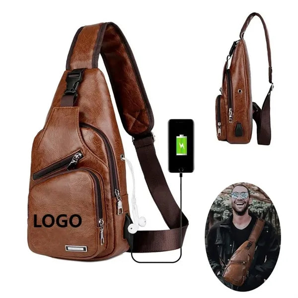 PU Leather Men's Crossbody Bag