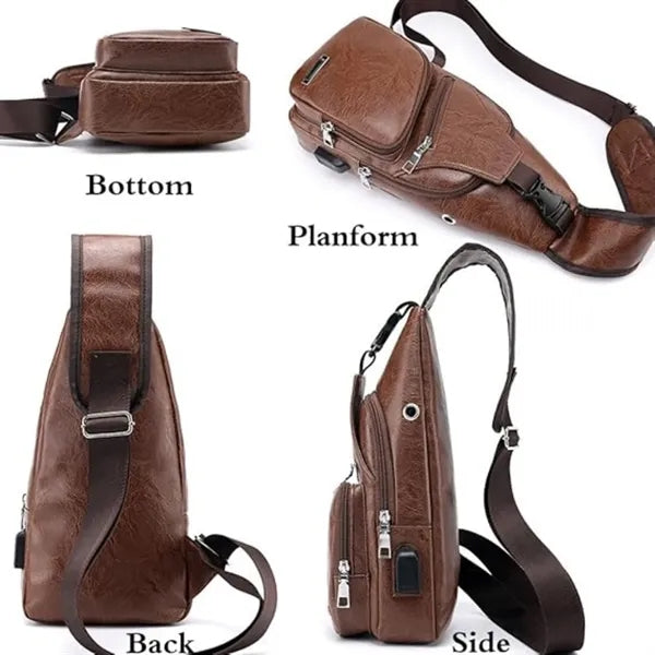 PU Leather Men's Crossbody Bag