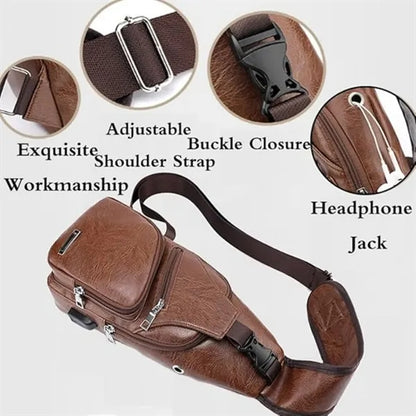 PU Leather Men's Crossbody Bag