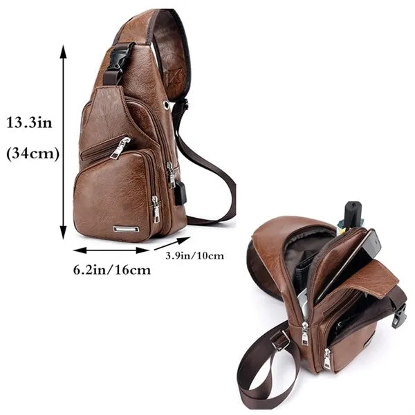PU Leather Men's Crossbody Bag