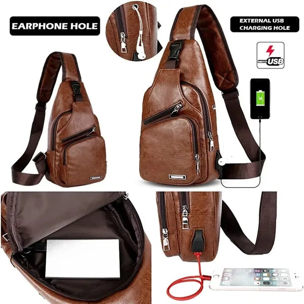 PU Leather Men's Crossbody Bag