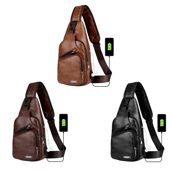 PU Leather Men's Crossbody Bag