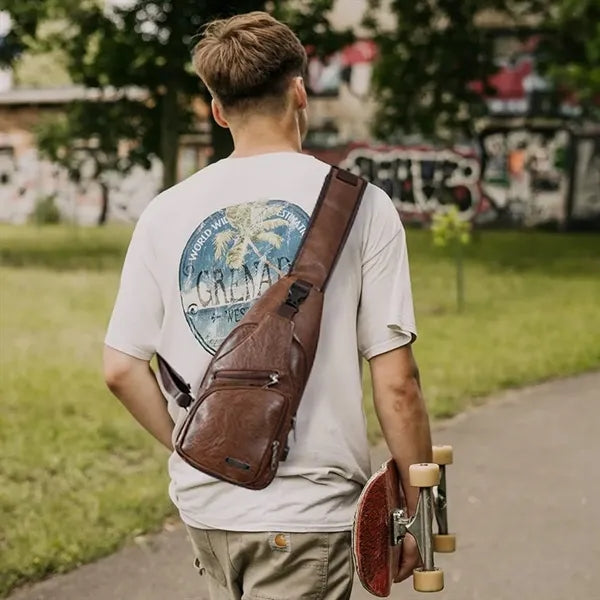 PU Leather Men's Crossbody Bag