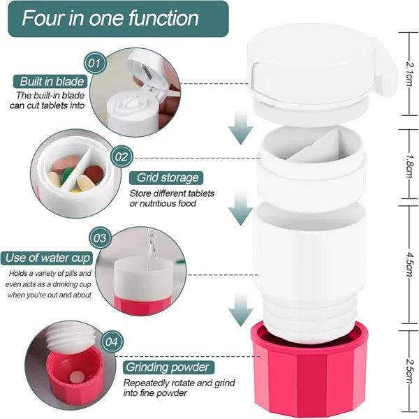 4-in-1 Pill Crusher&Pill Cutter with Medicine Storage
