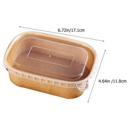 Disposable Square Kraft Paper Lunch Box With Lid