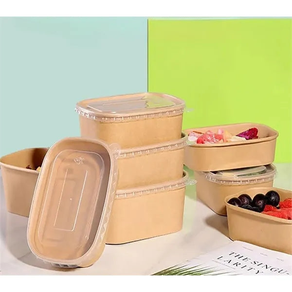 Disposable Square Kraft Paper Lunch Box With Lid