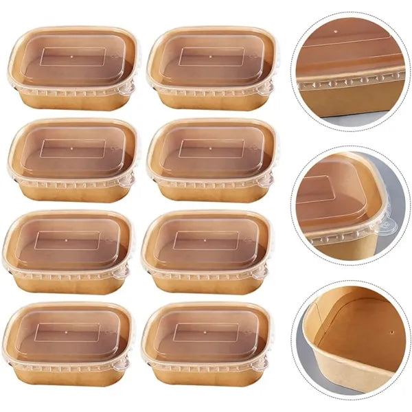 Disposable Square Kraft Paper Lunch Box With Lid