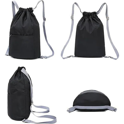 Solid Color Drawstring Backpack Leisure Travel Gym Bag