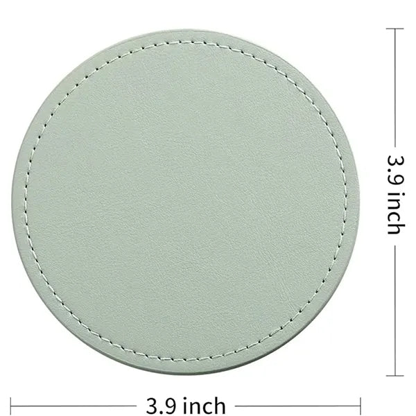 Round PU Leather Waterproof Non-Slip Heat Insulation Coaster