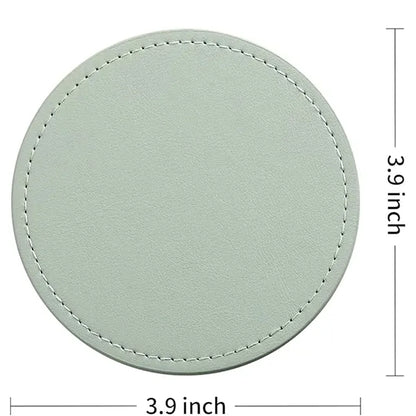 Round PU Leather Waterproof Non-Slip Heat Insulation Coaster