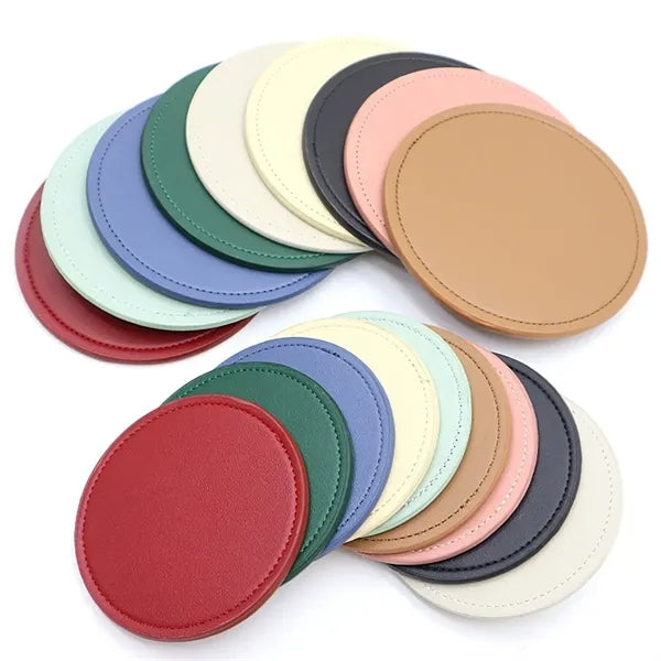 Round PU Leather Waterproof Non-Slip Heat Insulation Coaster
