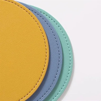 Round PU Leather Waterproof Non-Slip Heat Insulation Coaster