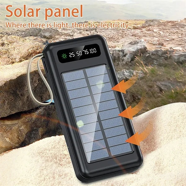 Solar Power Bank With Integrated USB And LED Light
