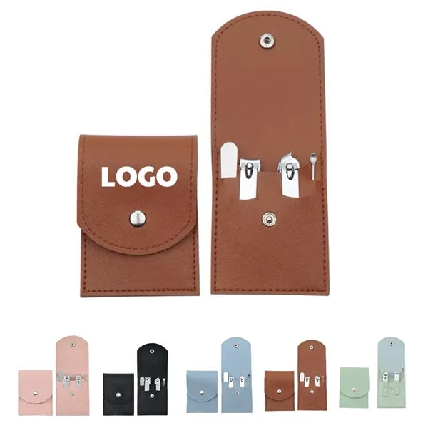 MOQ 10 pcs 4-in-1 Manicure Kit with Leather Pouch