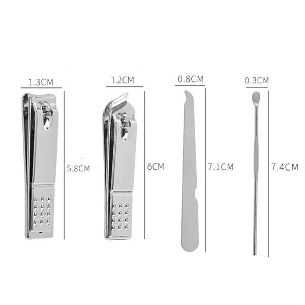 MOQ 10 pcs 4-in-1 Manicure Kit with Leather Pouch