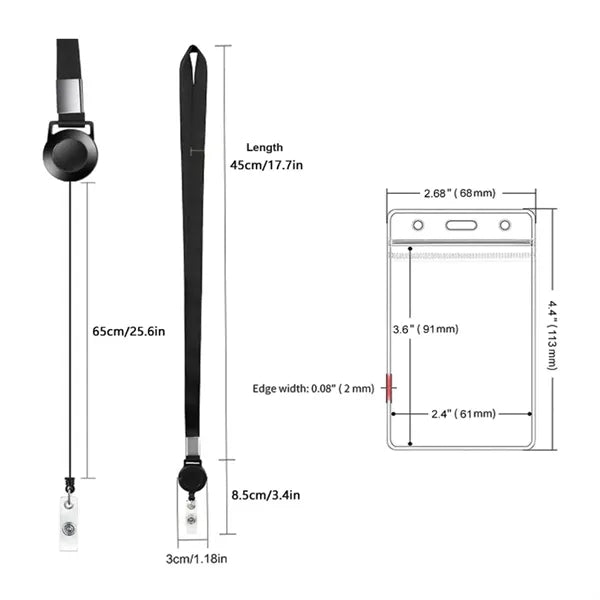 Custom Retractable Badge Lanyard with ID Card Holder