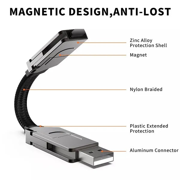 Fast Charging 4-in-1 Keychain Data Cable