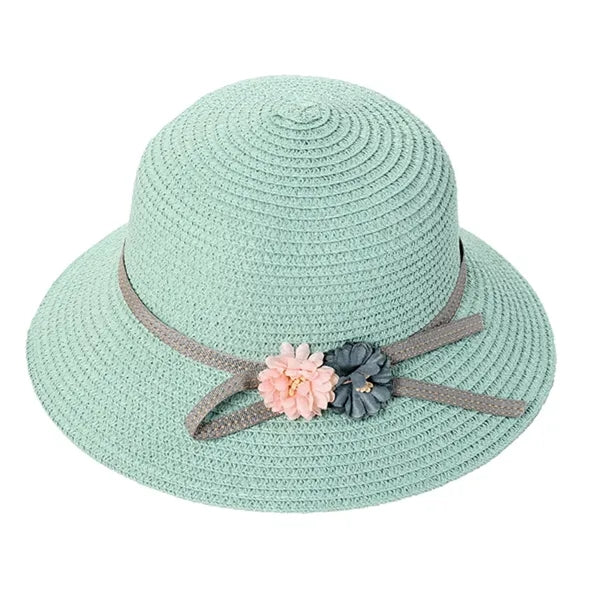 Girls'Flower Sun Protective Straw Hat