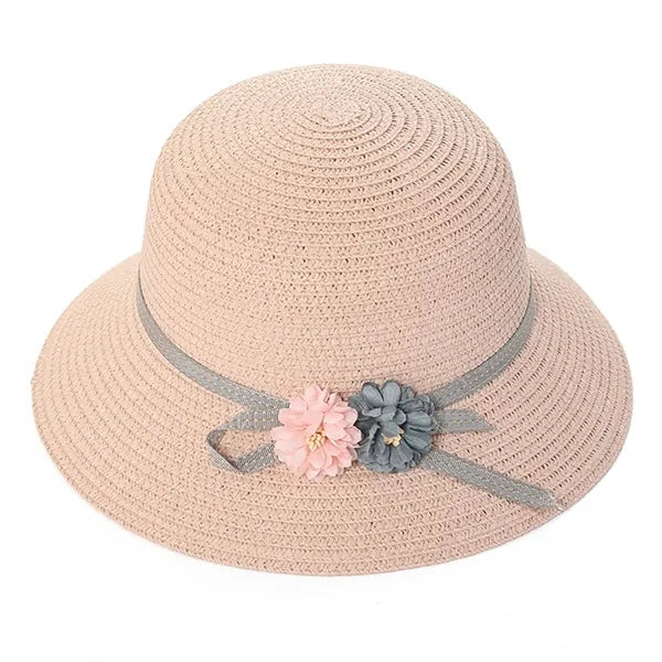 Girls'Flower Sun Protective Straw Hat