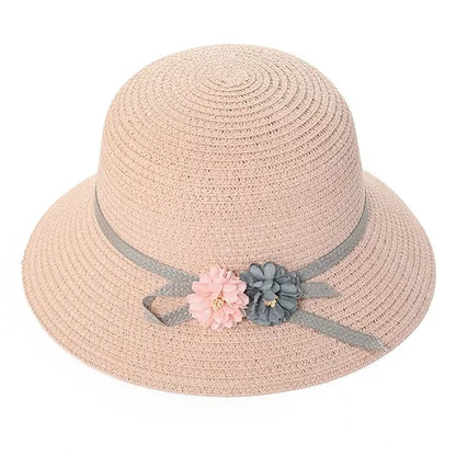 Girls'Flower Sun Protective Straw Hat