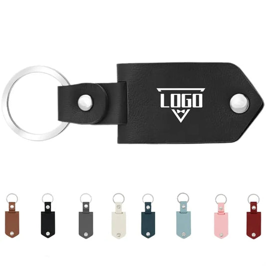 Customizable PU Leather Couple Metal Photo Frame Keychain