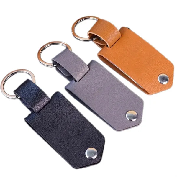 Customizable PU Leather Couple Metal Photo Frame Keychain
