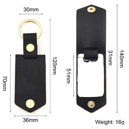 Customizable PU Leather Couple Metal Photo Frame Keychain