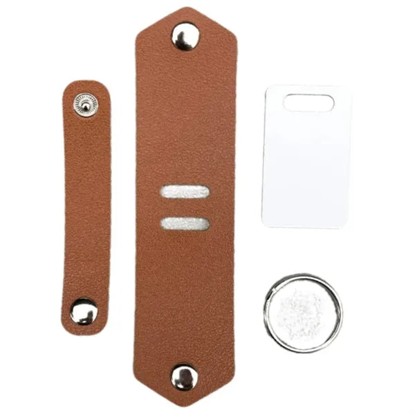 Customizable PU Leather Couple Metal Photo Frame Keychain