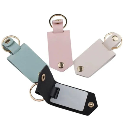 Customizable PU Leather Couple Metal Photo Frame Keychain