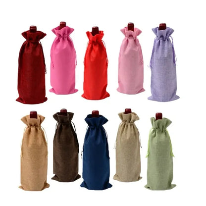 Linen Wine Bottle Bags Hessian Cloth Pouch