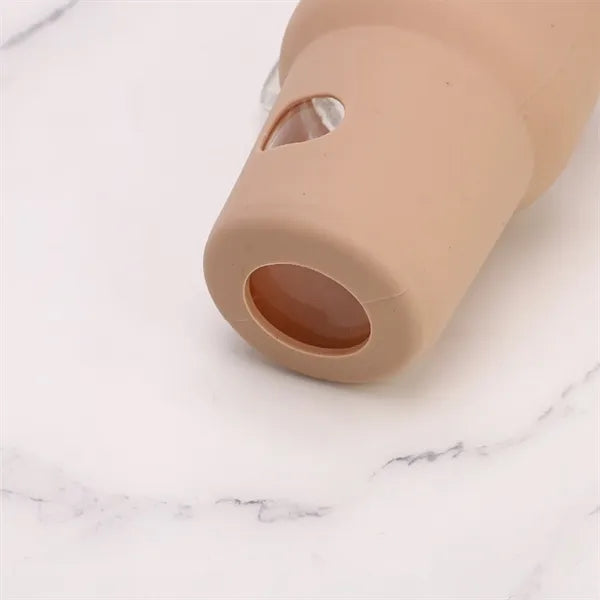 32oz Glass Straw Tumbler With Silicone Sleeve And Bamboo Lid