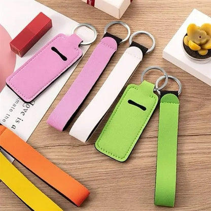Lipstick Chapstick Holder Lip Balm Pouch Black Keychain