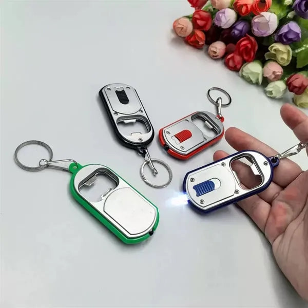 Mini Portable Bottle Opener Keychain with LED Light