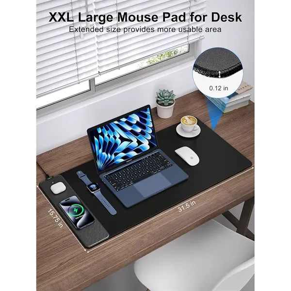 15W Extended Waterproof Wireless Fast Charging Mouse Pad