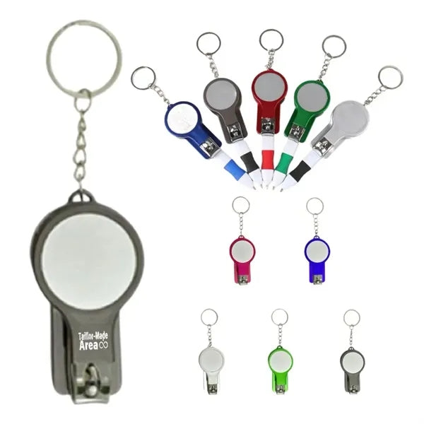 Versatile Nail Clippers Mirror  Keychain Black Tool Pens