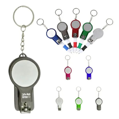Versatile Nail Clippers Mirror  Keychain Black Tool Pens