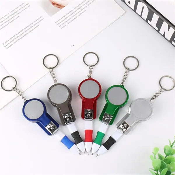 Versatile Nail Clippers Mirror  Keychain Black Tool Pens