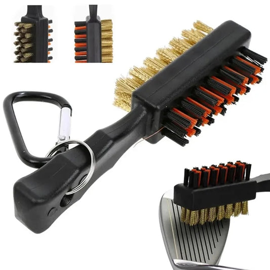 Dual-Sided Golf Club Brush with Carabiner Clip
