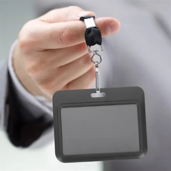 Retractable Hard Plastic ID Badge Holder with Lanyard