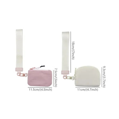 Mini Zip Dual Pouch Keychain Wallet