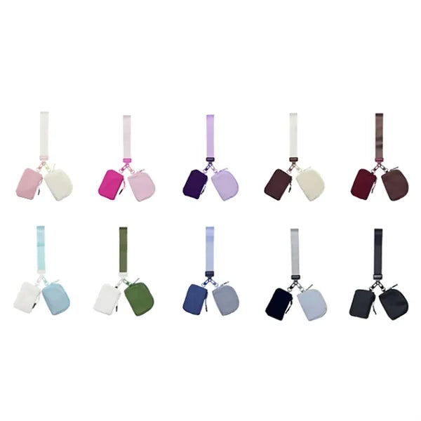 Mini Zip Dual Pouch Keychain Wallet