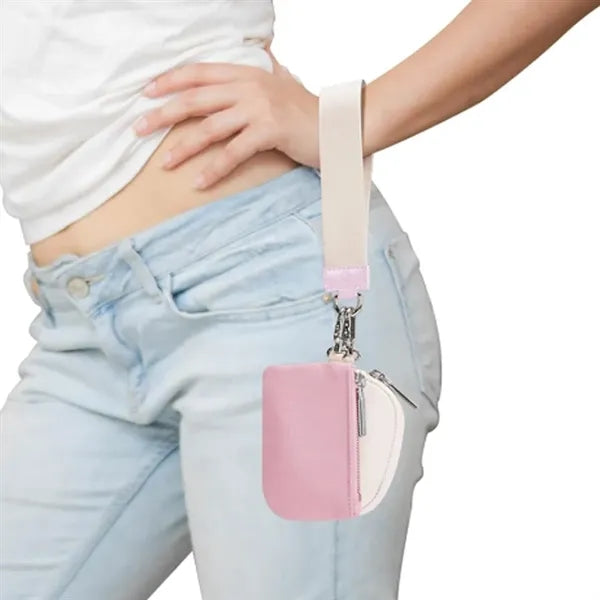 Mini Zip Dual Pouch Keychain Wallet