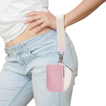 Mini Zip Dual Pouch Keychain Wallet