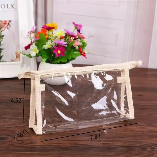 Transparent PVC Cosmetic Bag With Zipper And Color Trim
