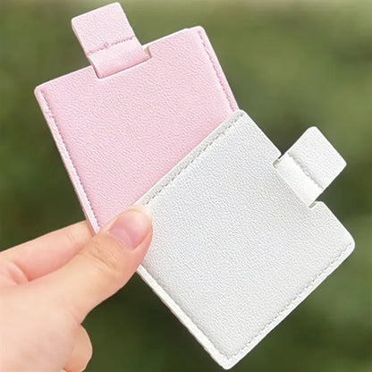 Compact Stainless Steel Makeup Mirror with PU Leather Case